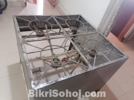 ৪ বার্নার গাসের চুলা হোটেলের জন্য।